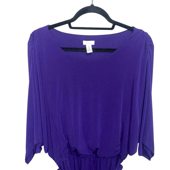 Chico's Women's Royal Purple Tunic Style Fabric Belted Stretchy Dress Sz 3(XL/16 - Picture 2 of 11